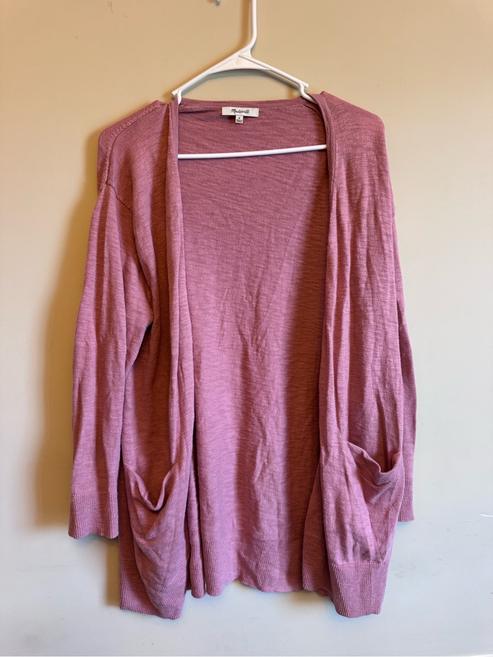Madewell Rose Pink Open-Front Pocket Cardigan